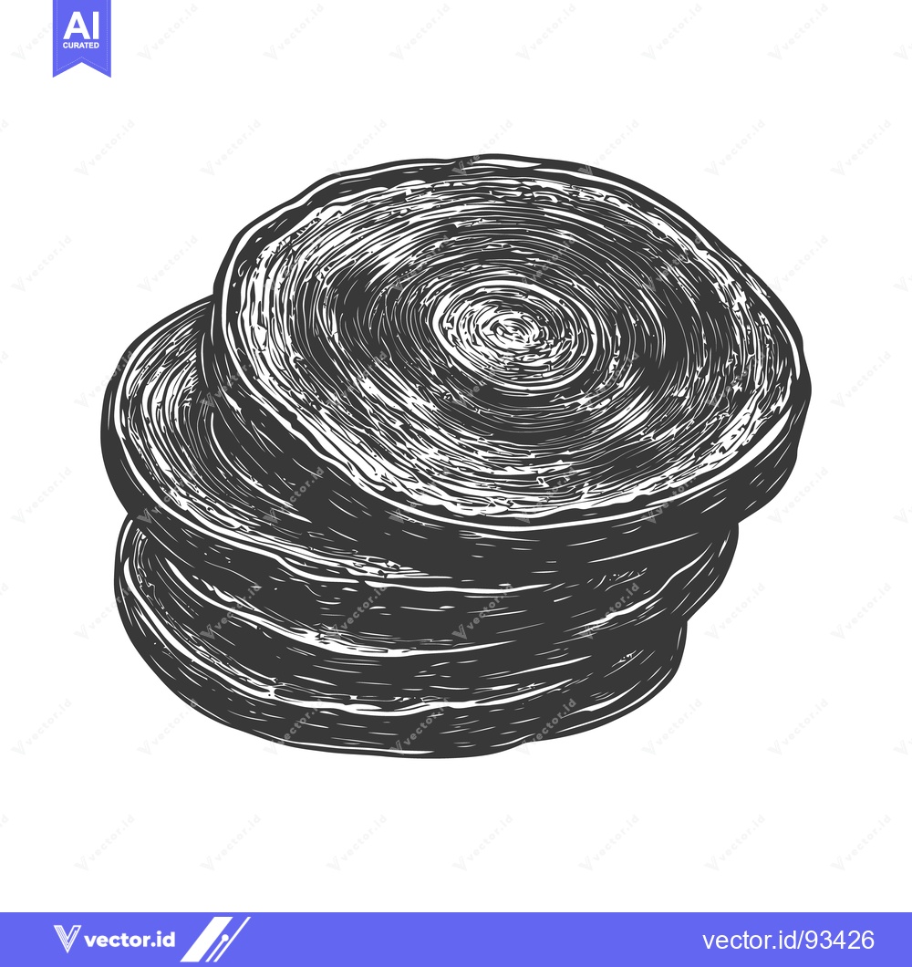 Premium Vector of A detailed illustration of stacked wooden tree slices in monochrome