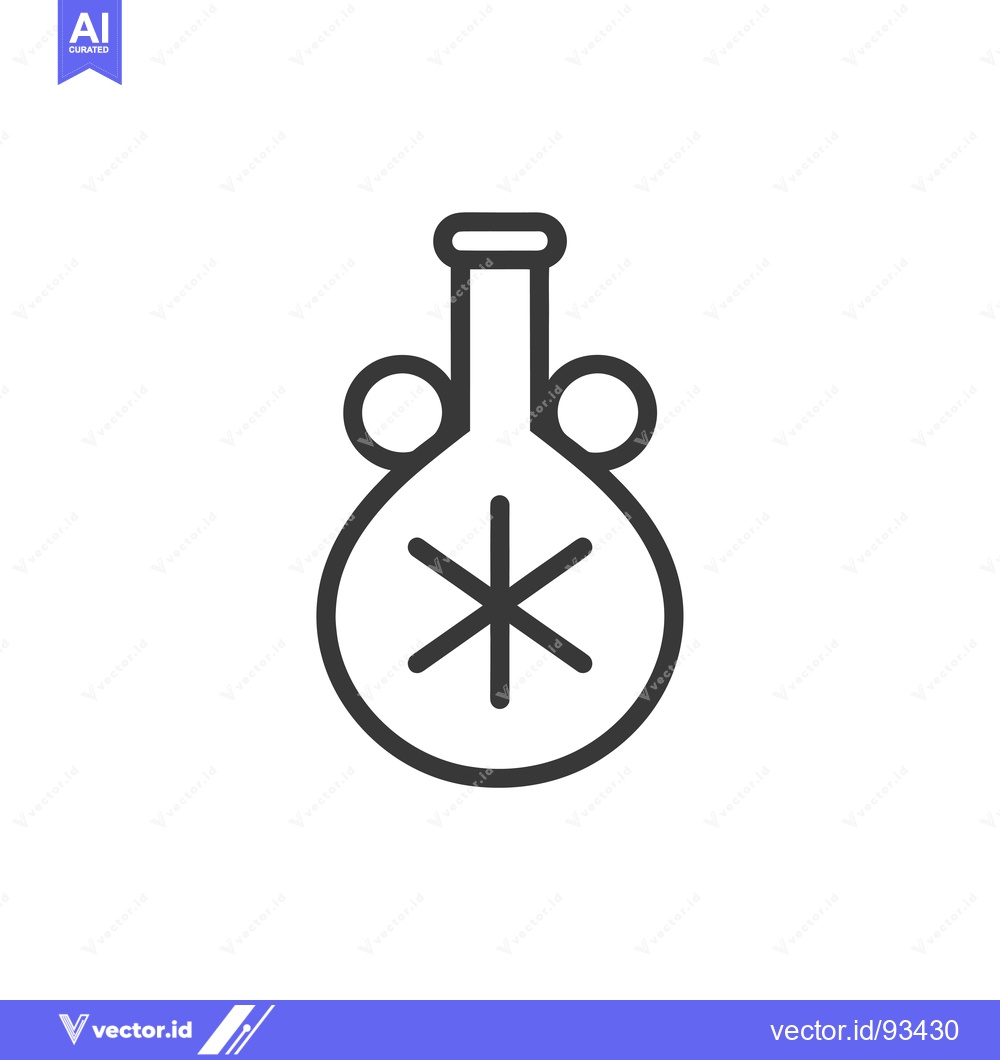 Premium Vector dari Round-bottomed flask with a snowflake inside and two necks