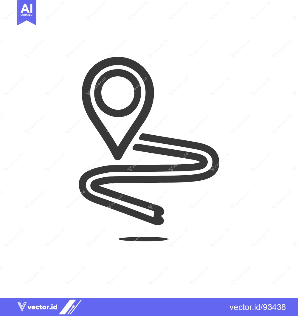 Premium Vector of Minimalist Route Icon: Destination Pin with Curvy Path Design