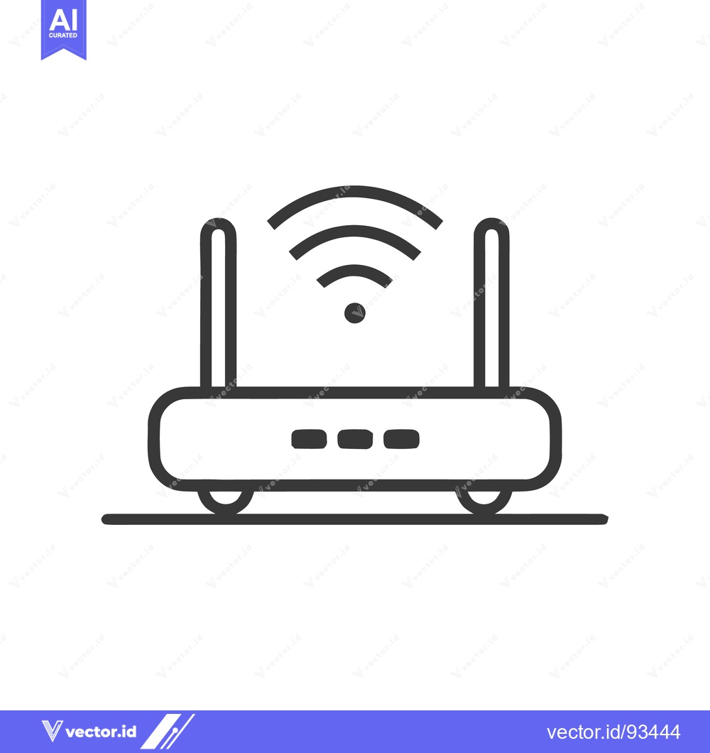 Premium Vector of Sleek Wireless Router Icon with Antenna and Signal Waves, Minimalist D