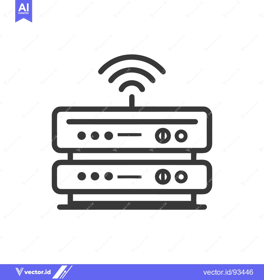 Premium Vector of Stacked Server Icon with Wireless Signal, Minimalist Design