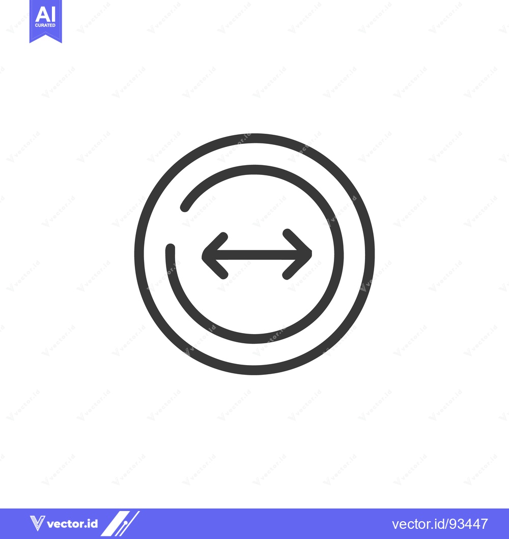 Premium Vector dari Double-Headed Arrow Inside Circle, Minimalist Line Art Icon for Resizi
