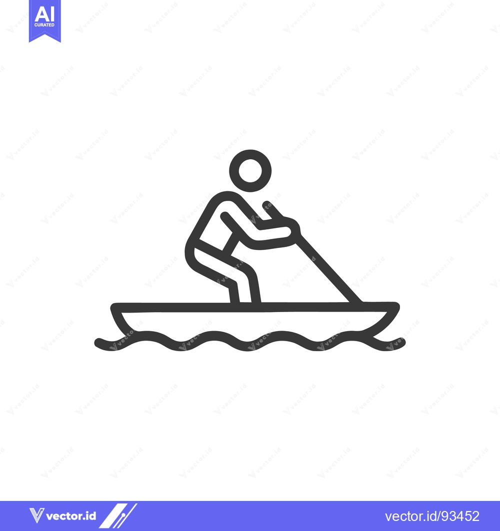 Premium Vector of Minimalist Rowing Icon: Person in Boat on Water