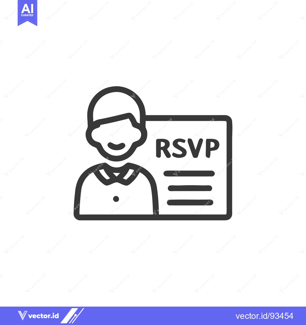 Premium Vector dari RSVP Invitation Icon: Man Holding Response Card, Minimalist Line Art