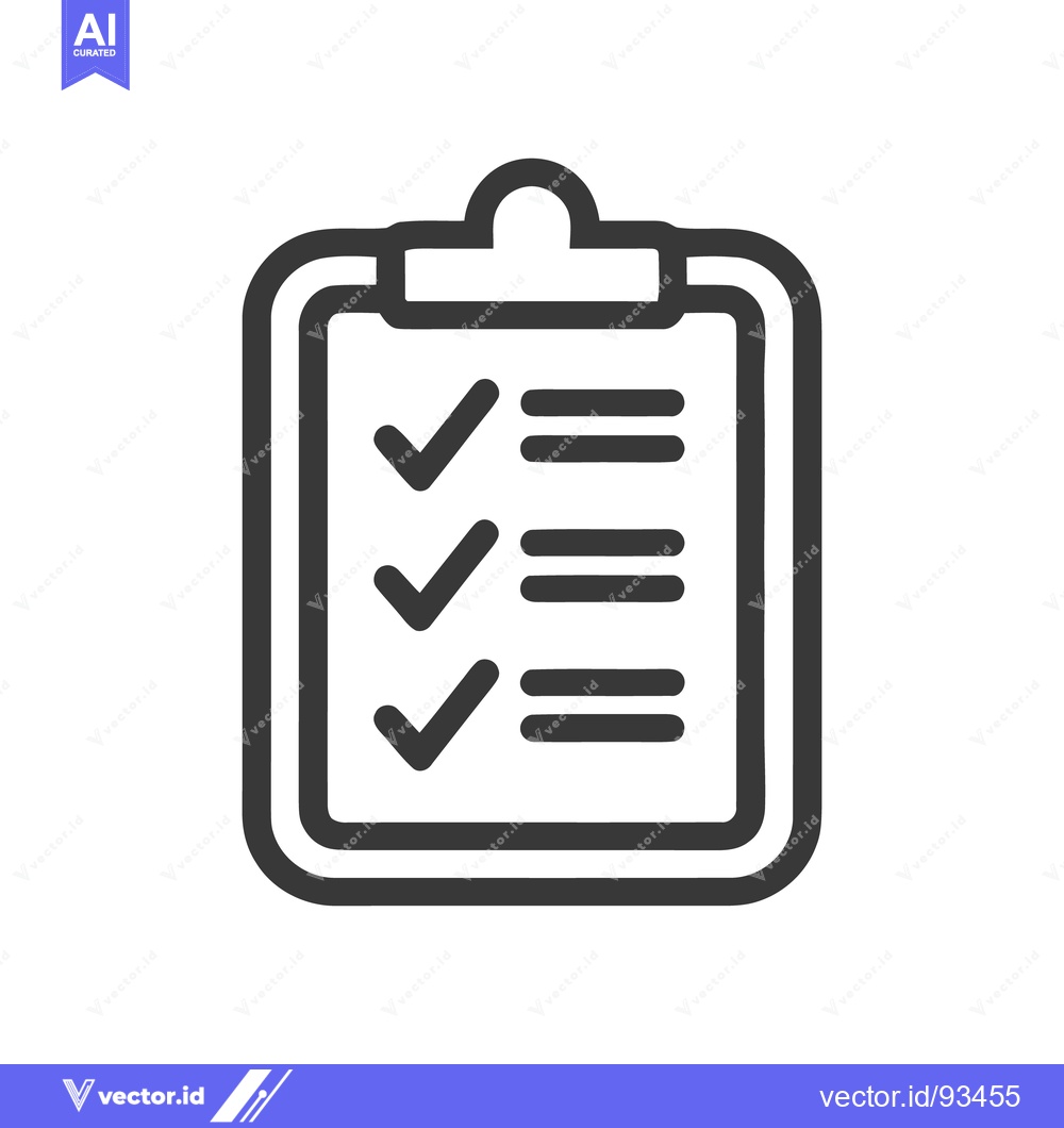 Premium Vector dari Minimalist Clipboard Icon with Checkmarks and Lines on White Backgroun