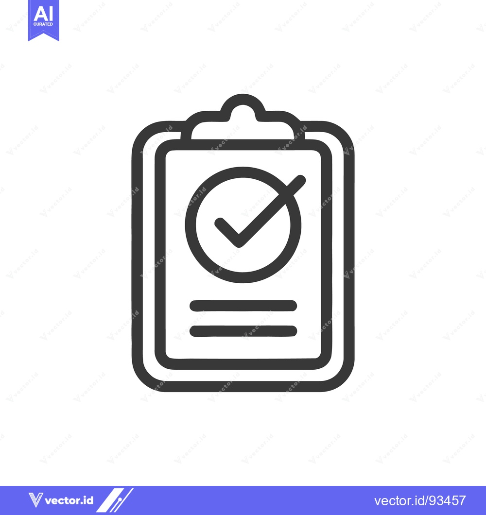 Premium Vector dari Completed Checklist Icon: Dark Gray Clipboard with Checkmark on White