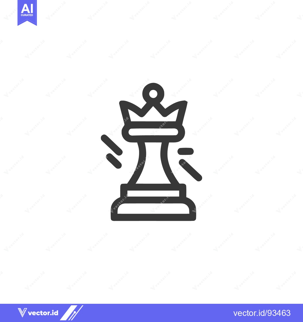 Premium Vector of Minimalist Queen Chess Piece Icon with Dynamic Motion Lines on White B