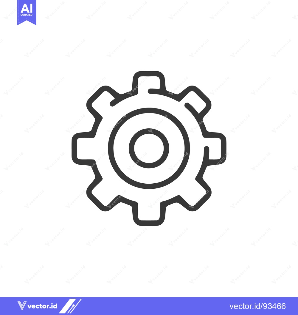 Premium Vector dari Minimalist Gear Icon: Bold Outline on White Background, Technical Symb