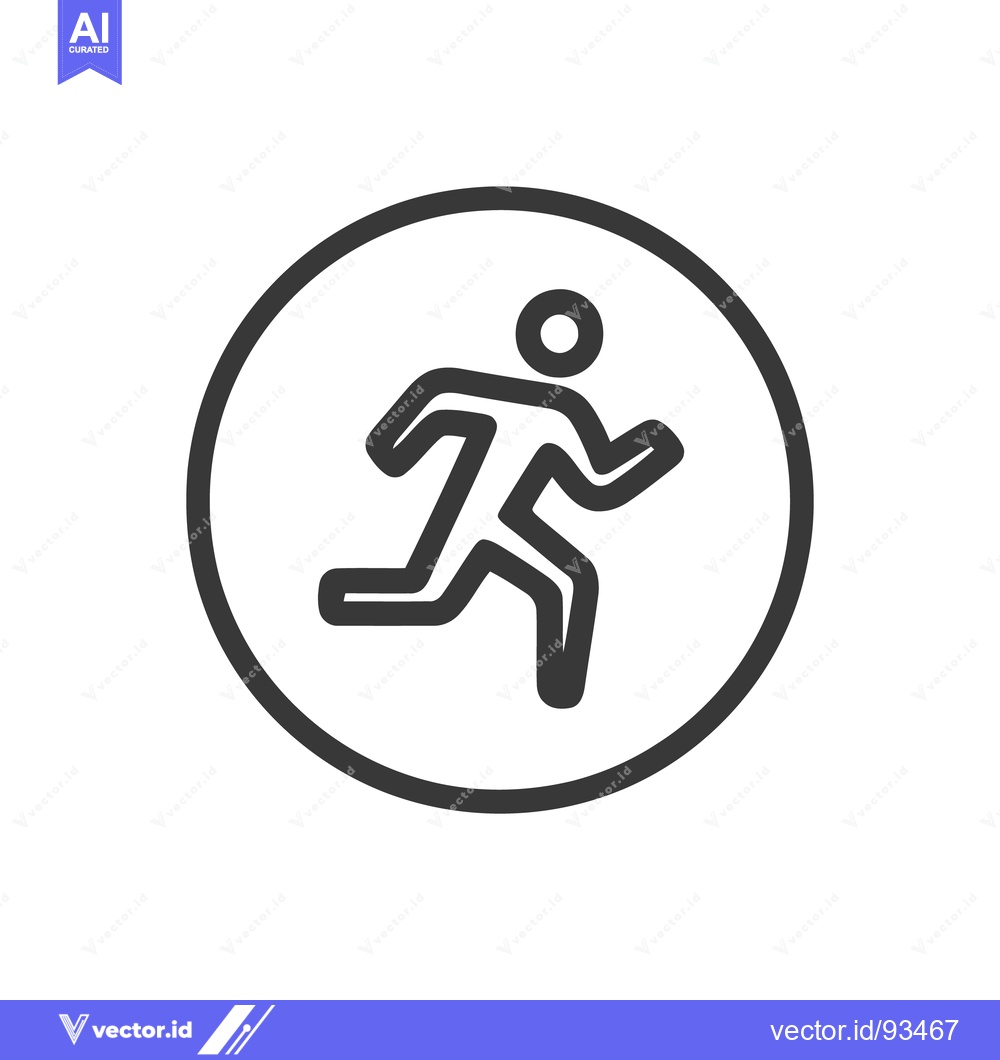 Premium Vector dari Minimalist Running Icon: Bold Outline of a Figure in Motion, Encased i