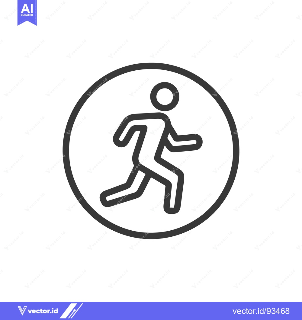 Premium Vector dari Running Man Icon: Minimalist Design in Circular Frame, Vector Illustra