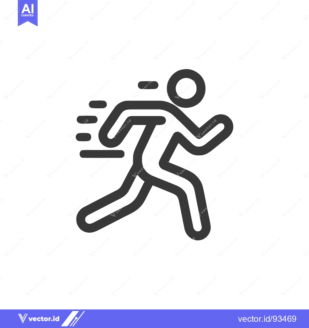 Premium Vector of Dynamic Runner Icon: Bold Outline, Motion Blur, White Background