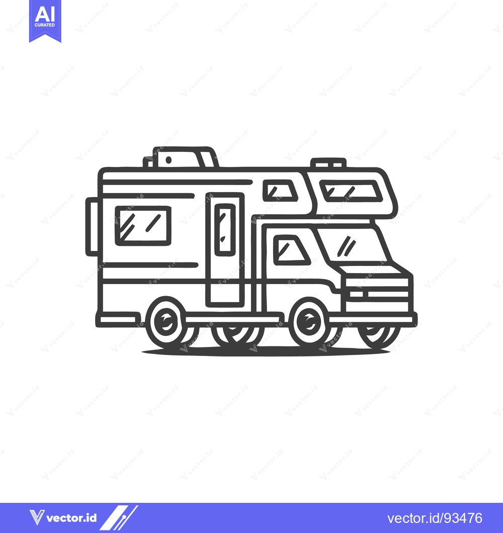 Premium Vector dari Minimalist RV Illustration: Clean Line Art for Travel and Adventure
