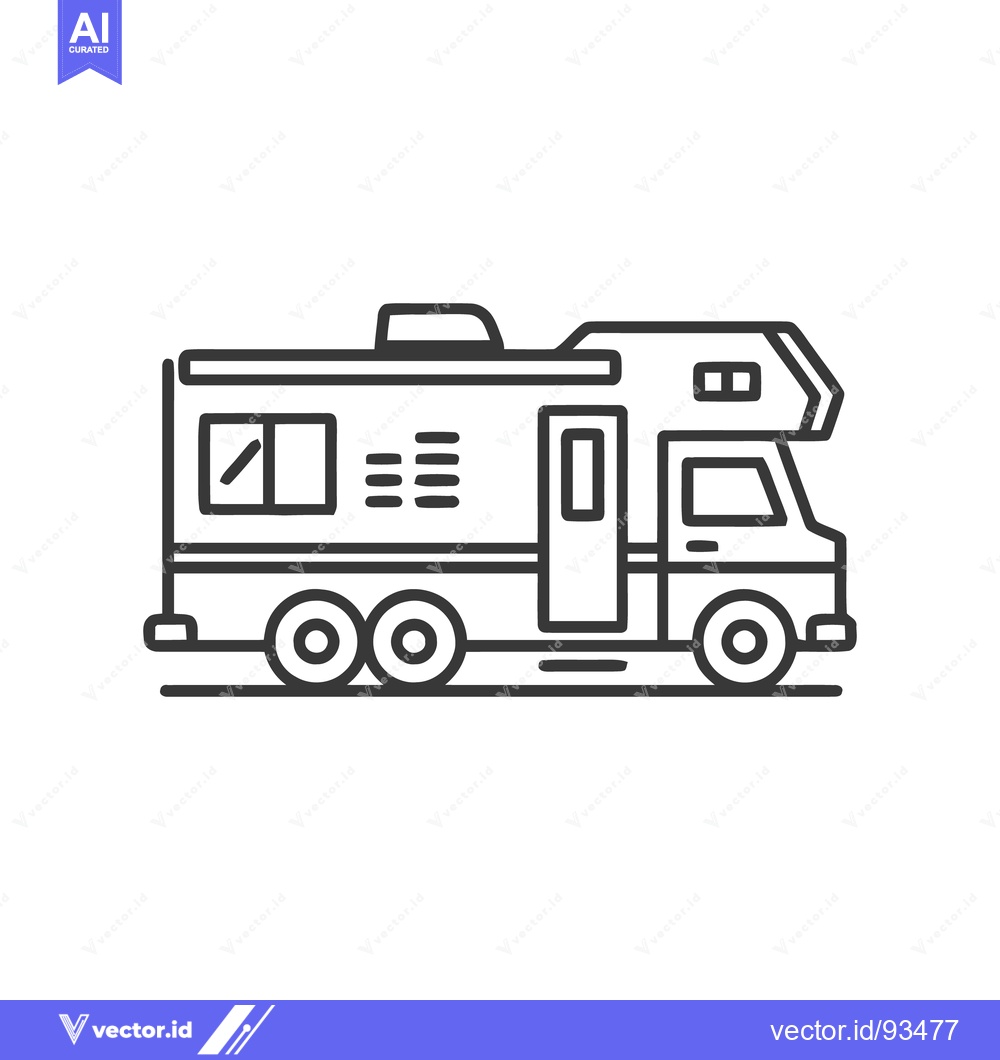 Premium Vector of Minimalist RV Illustration: Clean Line Art of Recreational Vehicle