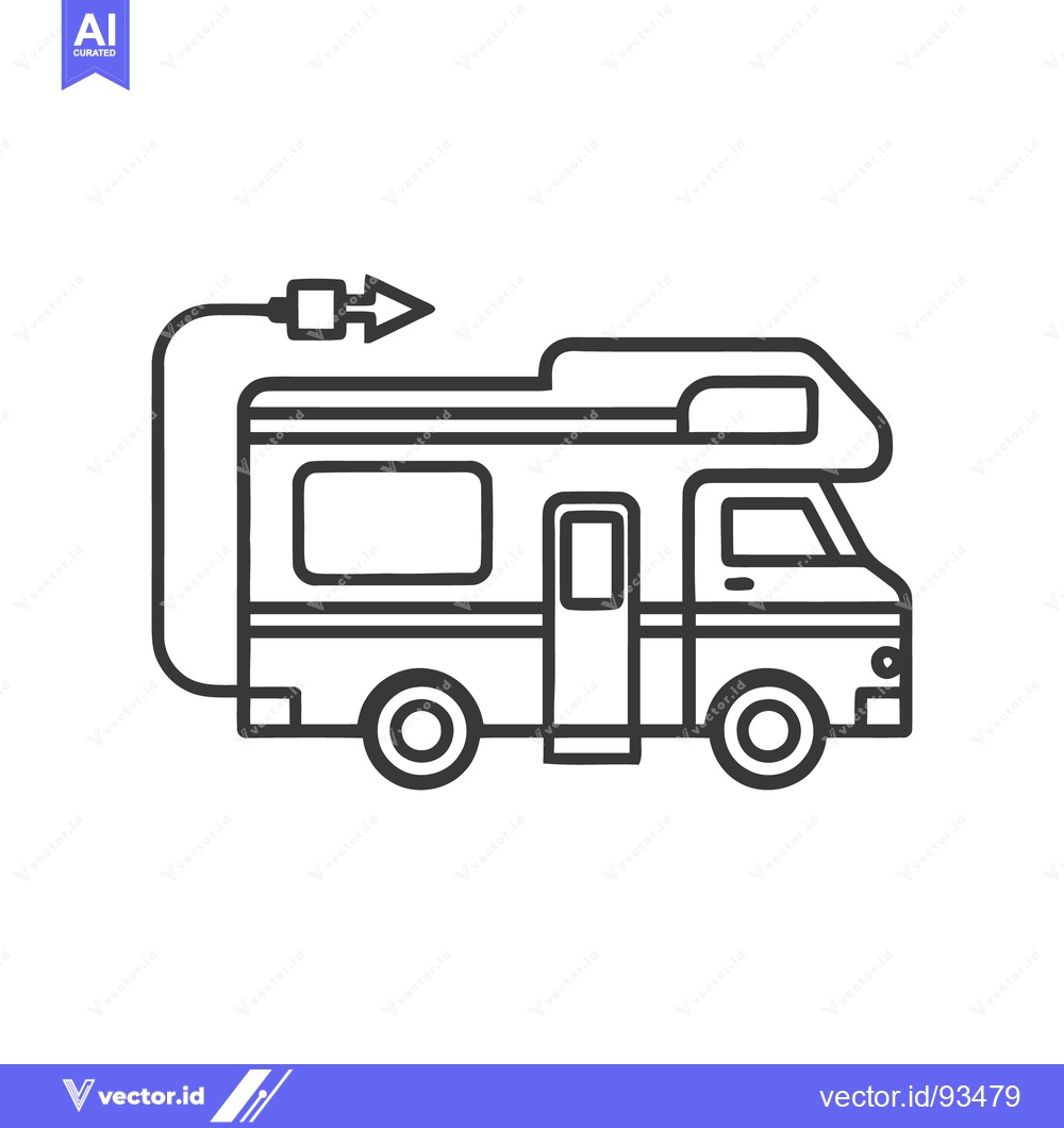 Premium Vector dari Minimalist RV Icon with Electrical Plug and Arrow Detail