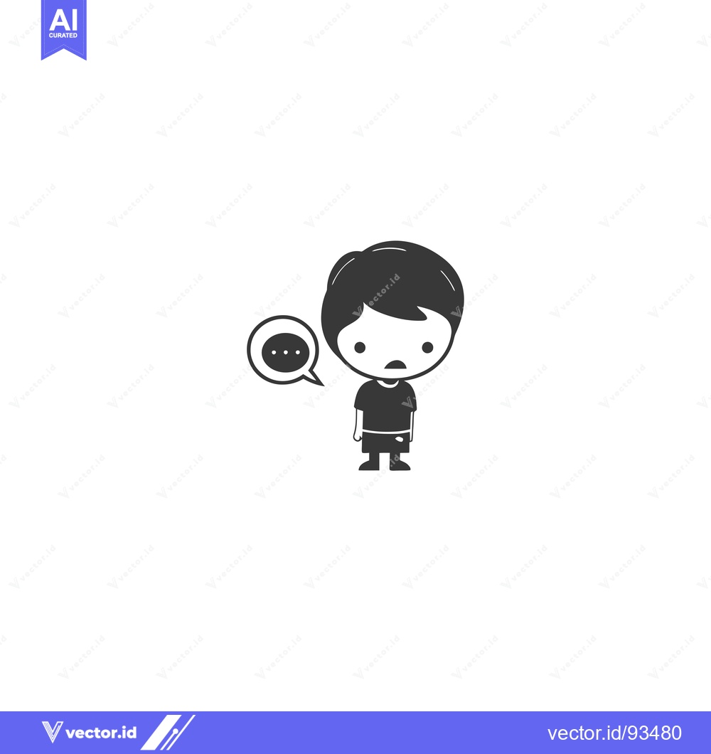 Premium Vector dari Sad Boy Character with Speech Bubble