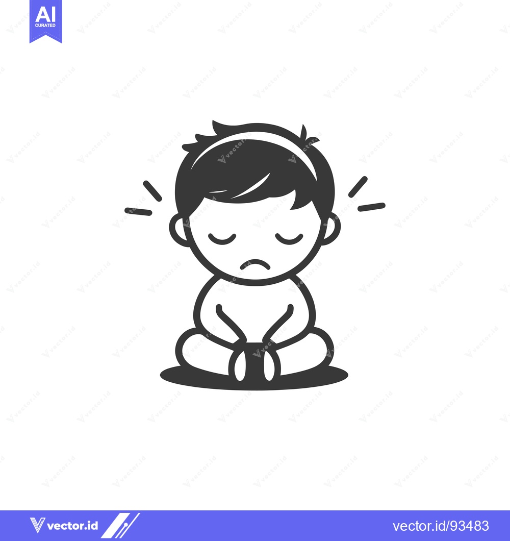 Premium Vector dari Sad Cartoon Character Sitting With Arms Crossed