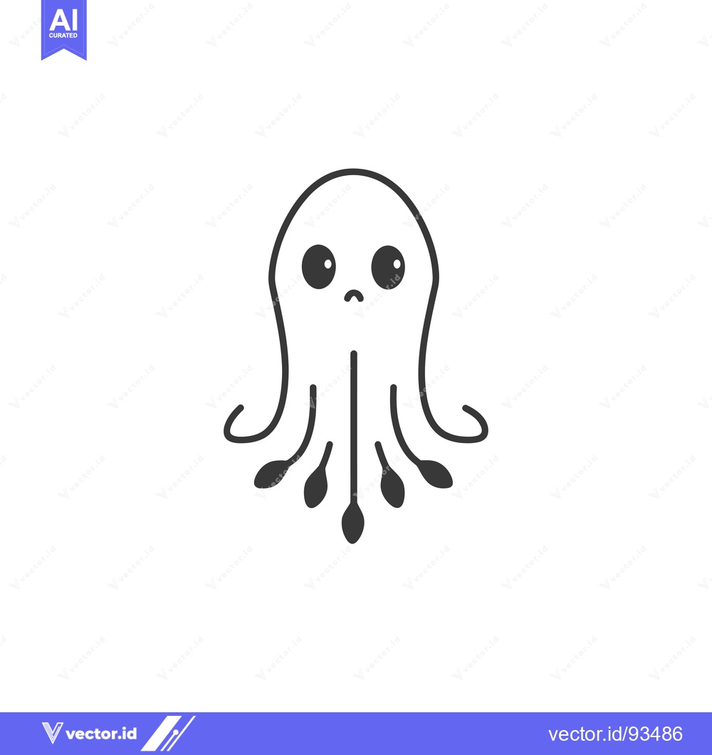 Premium Vector dari Sad Cartoon Octopus with Large Eyes