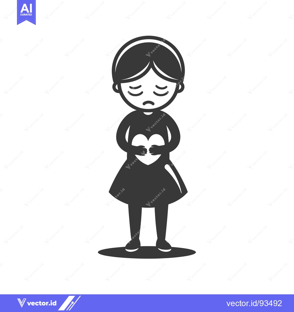 Premium Vector dari Sad Girl Holding Heart in Her Hands