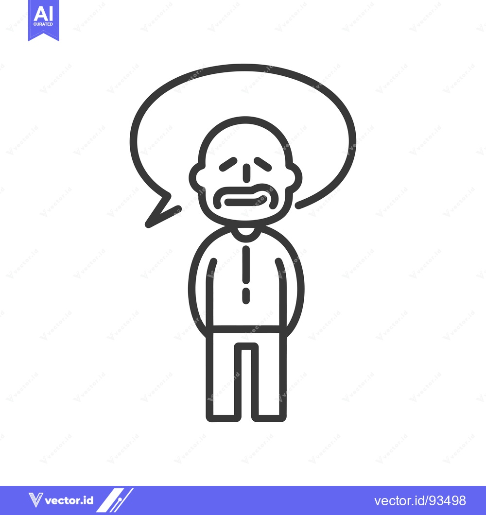 Premium Vector of Sad Man with a Thought Bubble and Mustache