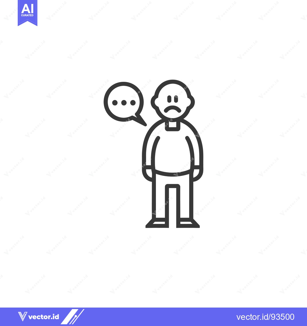 Premium Vector dari Sad Man With Speech Bubble Icon
