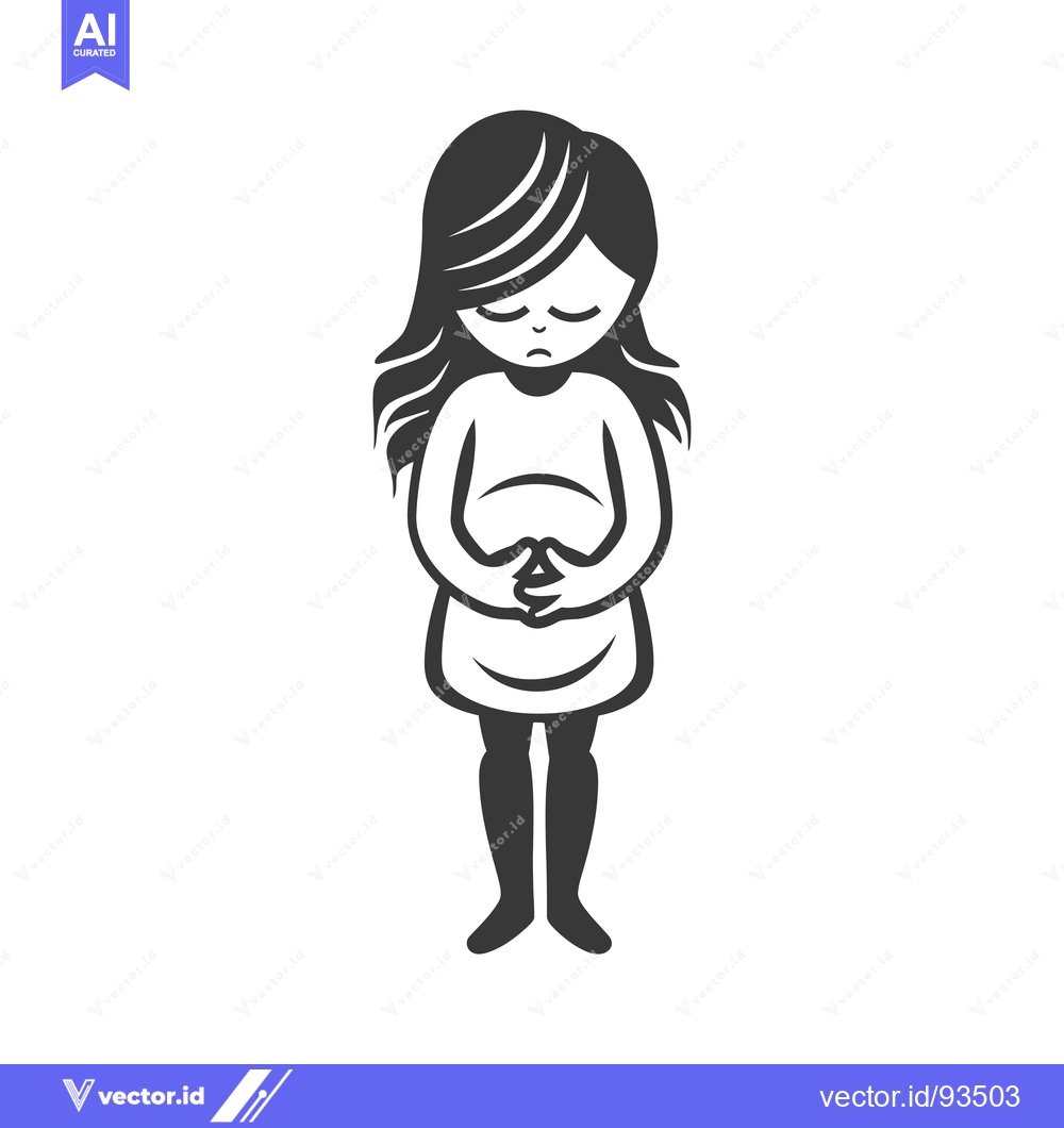 Premium Vector dari Sad Pregnant Woman with Hands on Stomach