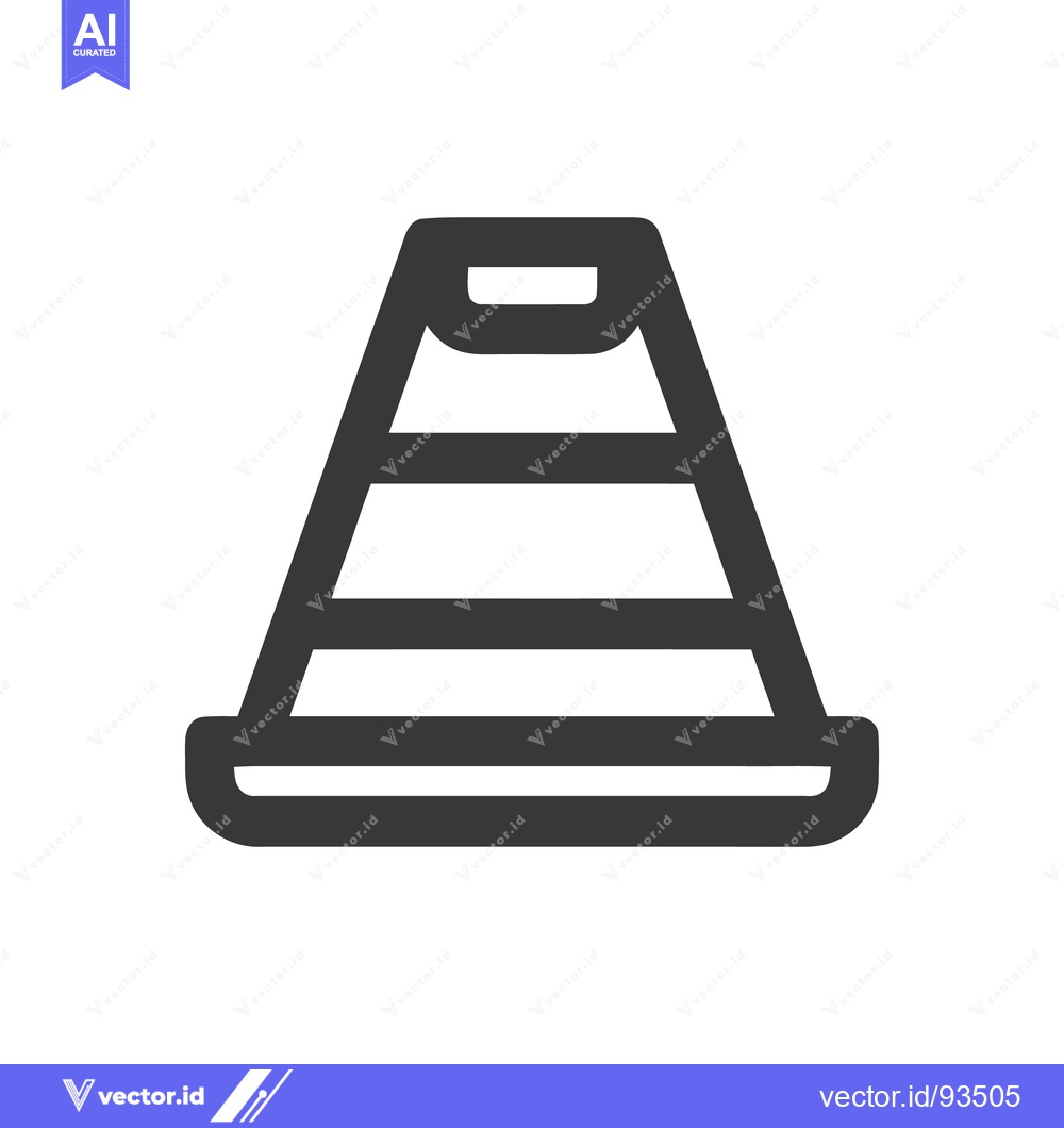 Premium Vector dari Minimalist Traffic Cone Icon: Bold Outline on White Background