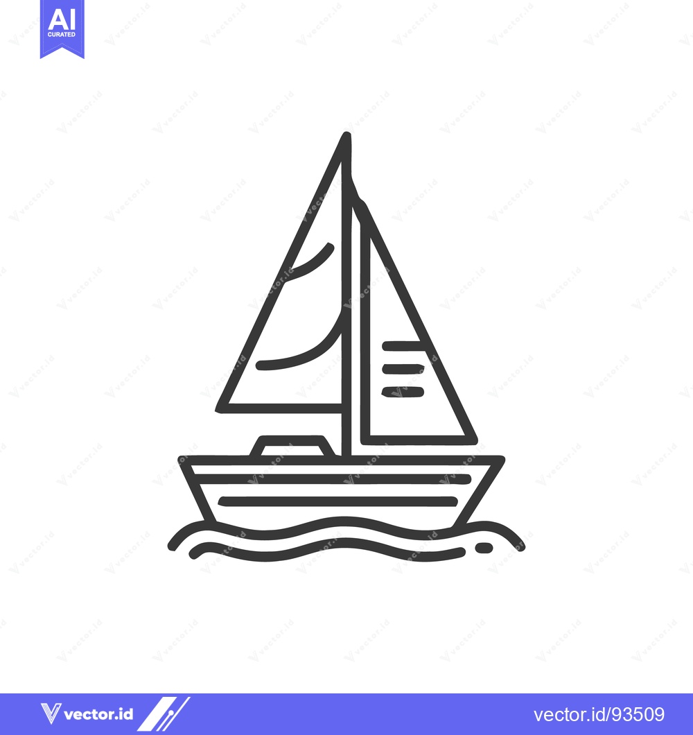 Premium Vector dari Minimalist Sailboat Icon: Nautical Adventure on the Open Sea