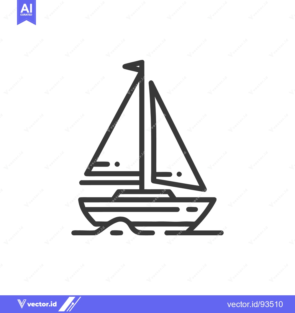 Premium Vector dari Minimalist Sailboat Icon: Nautical Adventure in Simple Line Art
