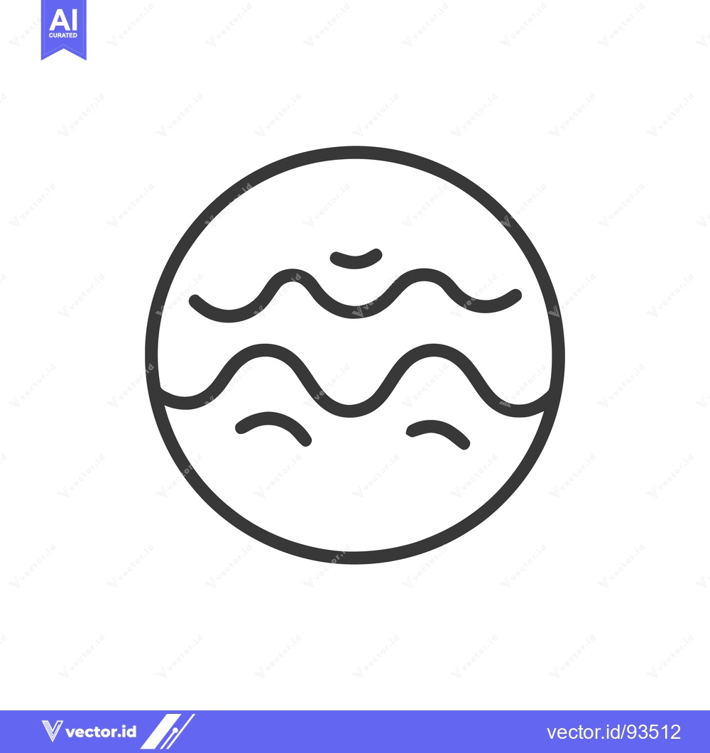 Premium Vector dari Minimalist Water Icon: Circular Frame with Stylized Waves, Simple Desi