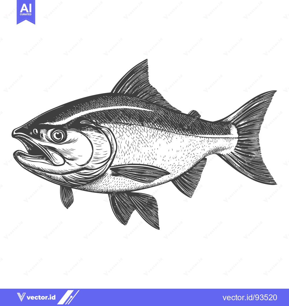 Premium Vector of An Illustration Depicting a Detailed Fish in Vector Art Style
