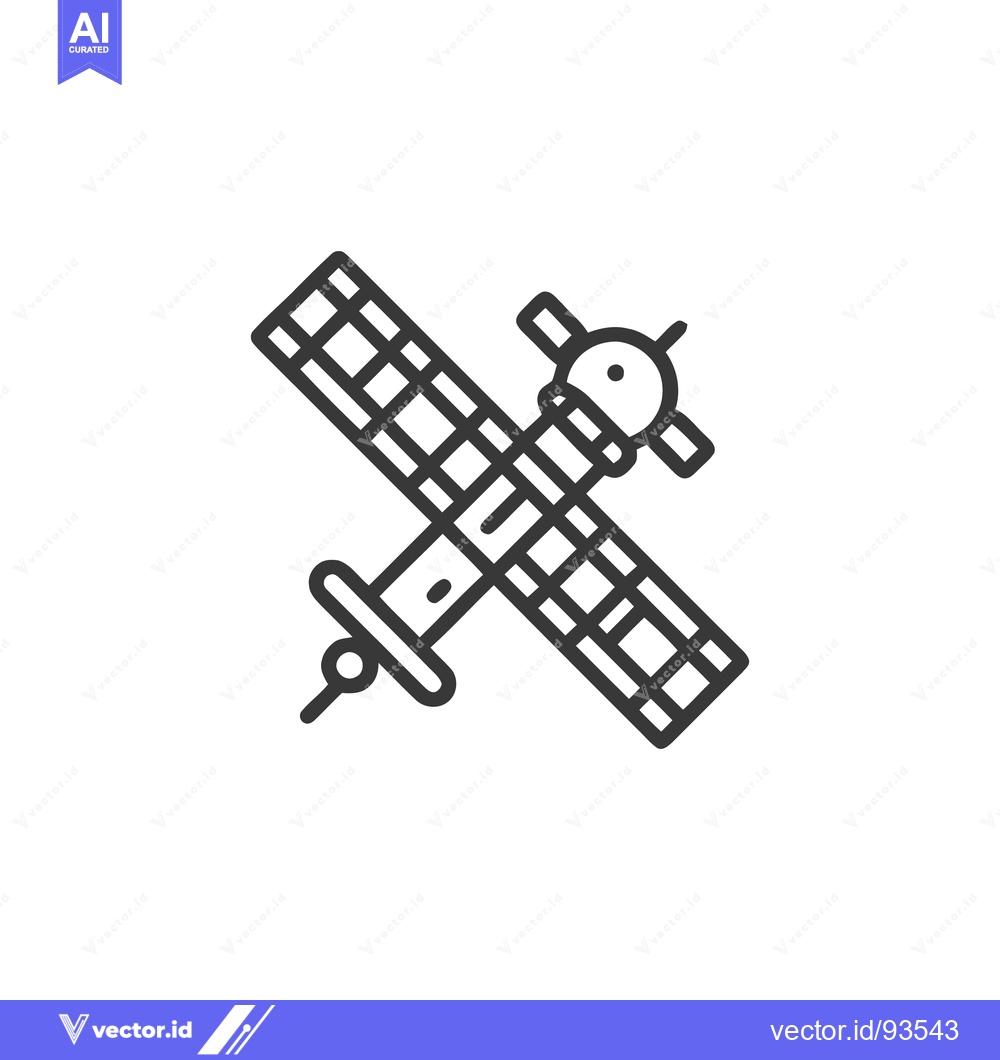 Premium Vector dari Minimalist Satellite Icon: Grid-Like Solar Panels and Antennae Design