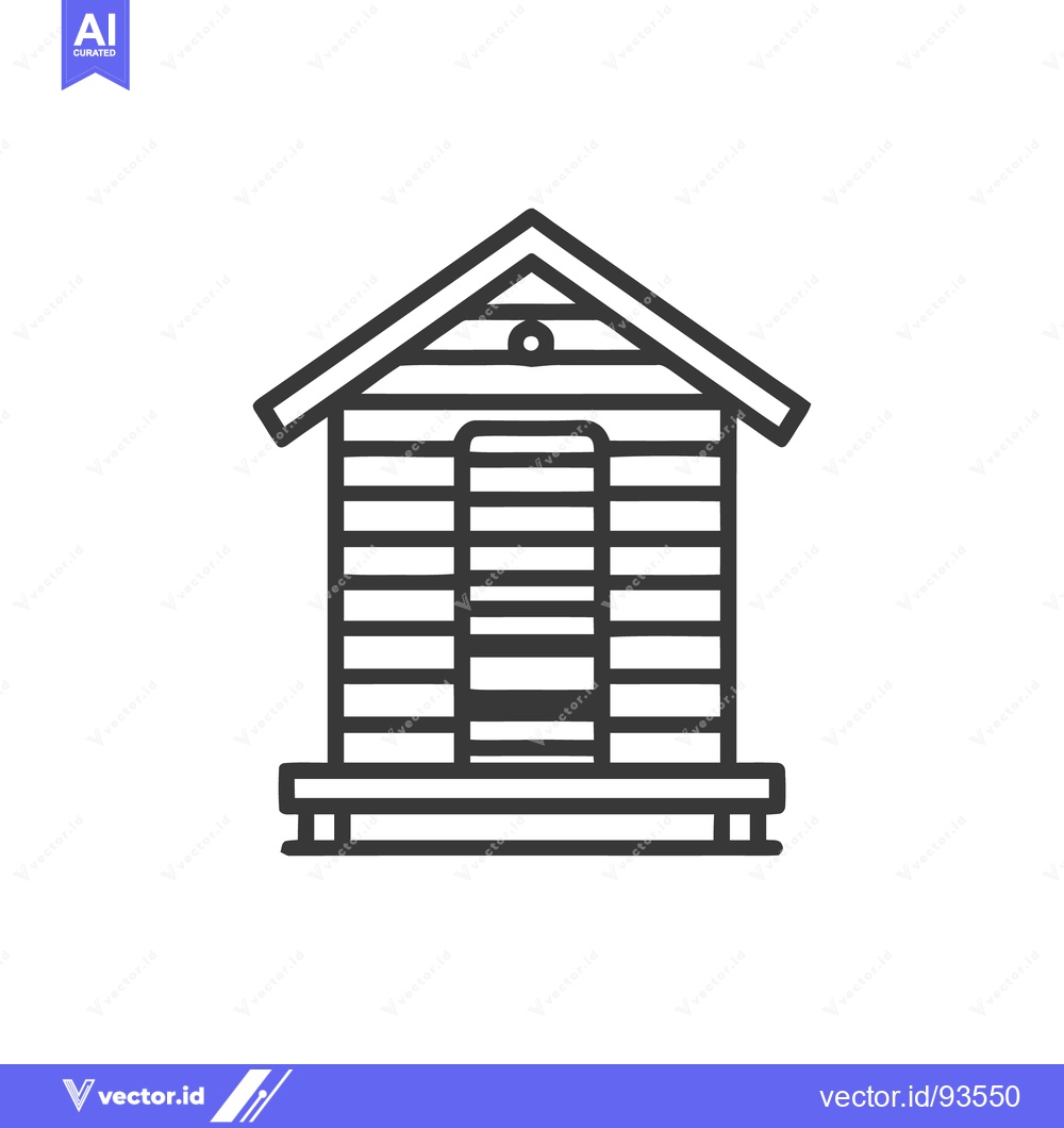 Premium Vector of Minimalist Beach Hut Icon: Simple Line Art Illustration
