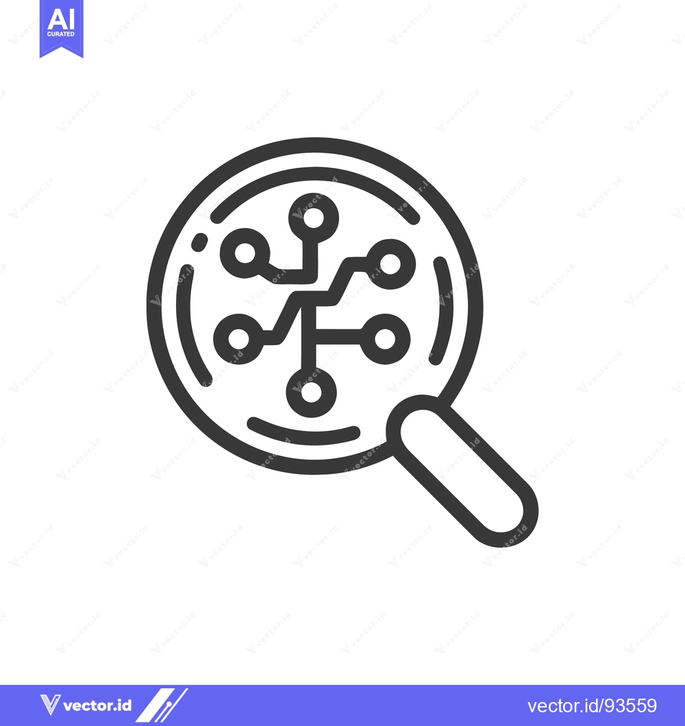 Premium Vector of Circuit Board Under Magnifying Glass: Technology Exploration Icon