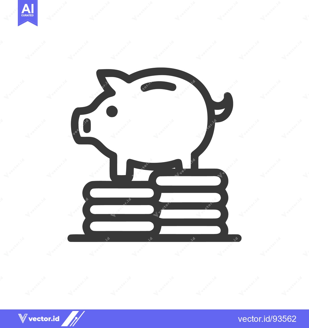 Premium Vector of Piggy Bank on Coins Stack: Financial Savings Icon