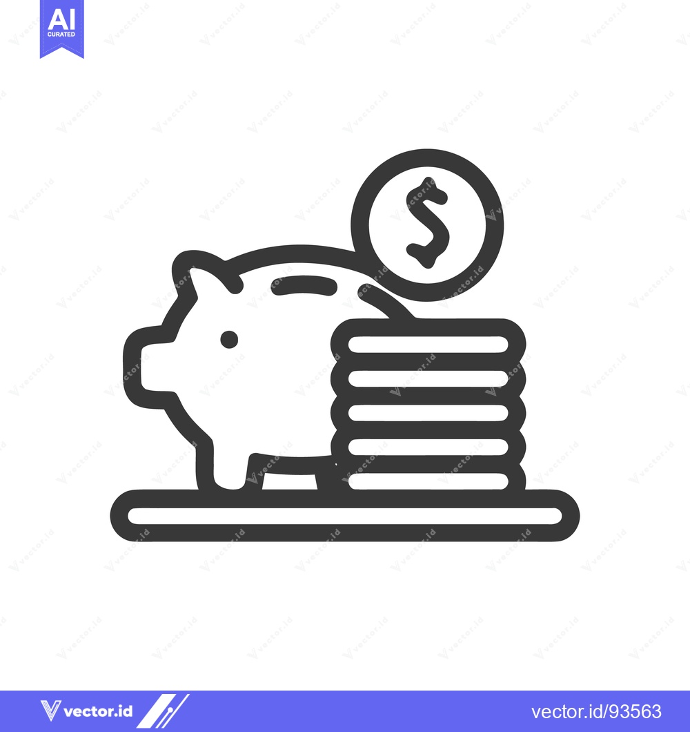 Premium Vector dari Piggy Bank Icon with Stack of Coins and Dollar Sign