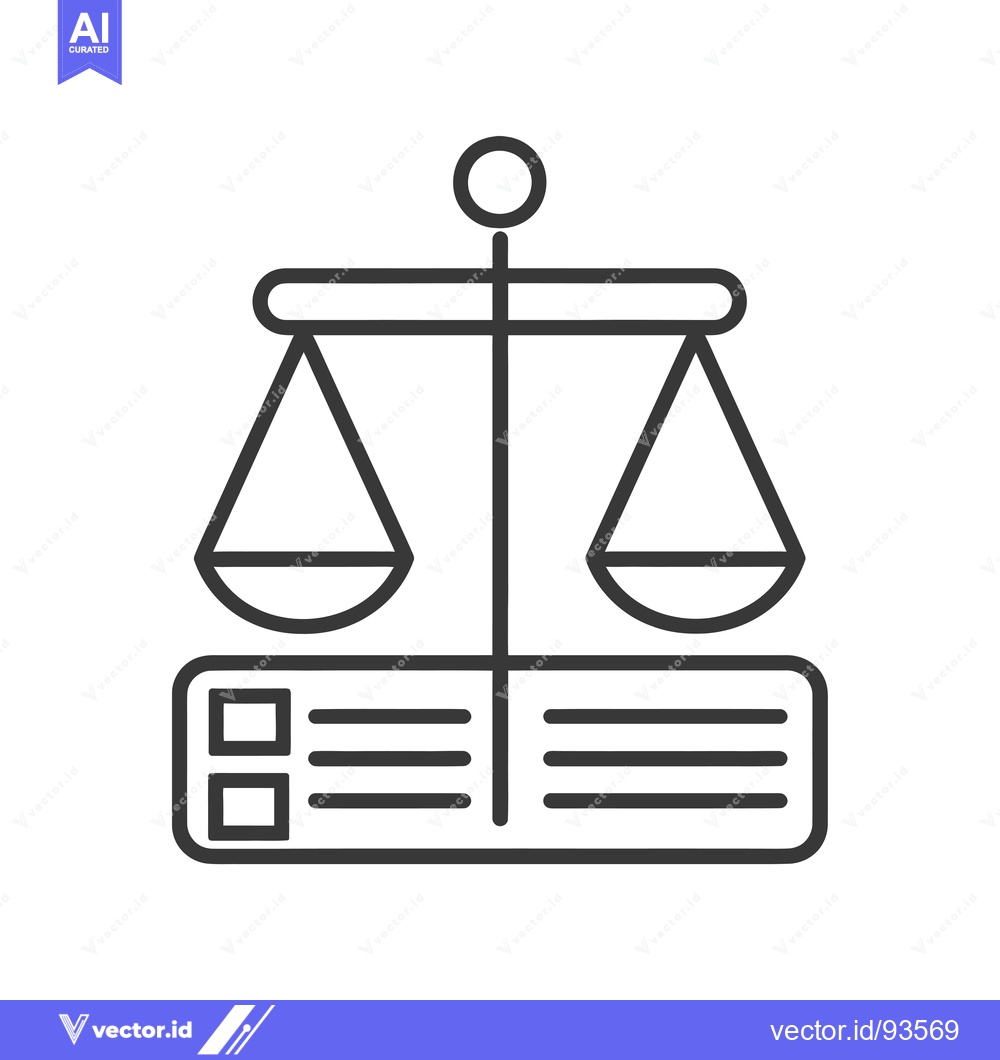 Premium Vector dari Scales of Justice Above a Book with Three Lines