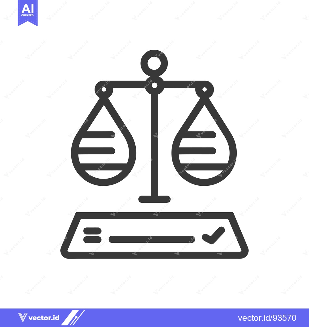 Premium Vector of Scales of Justice Above Checkmark on a Rectangle