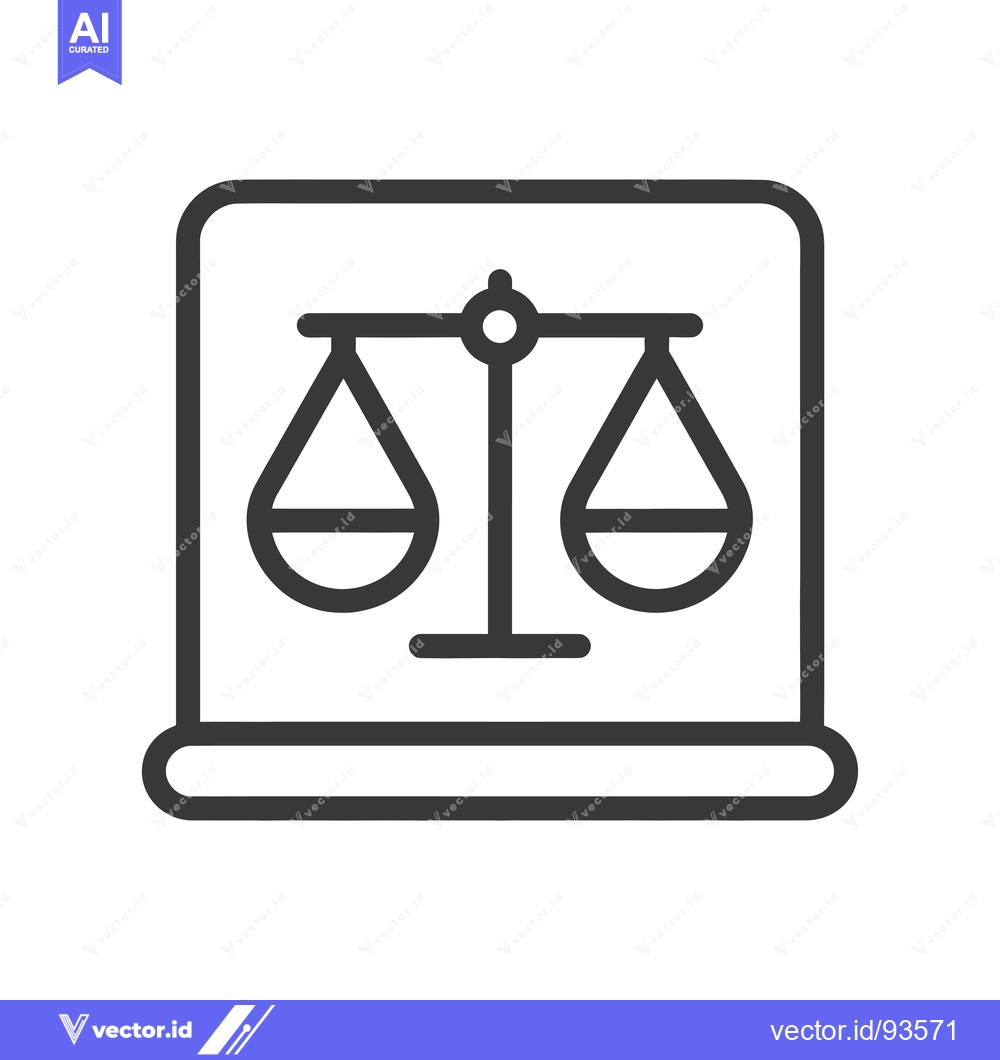 Premium Vector dari Scales of Justice Inside a Laptop Outline Icon