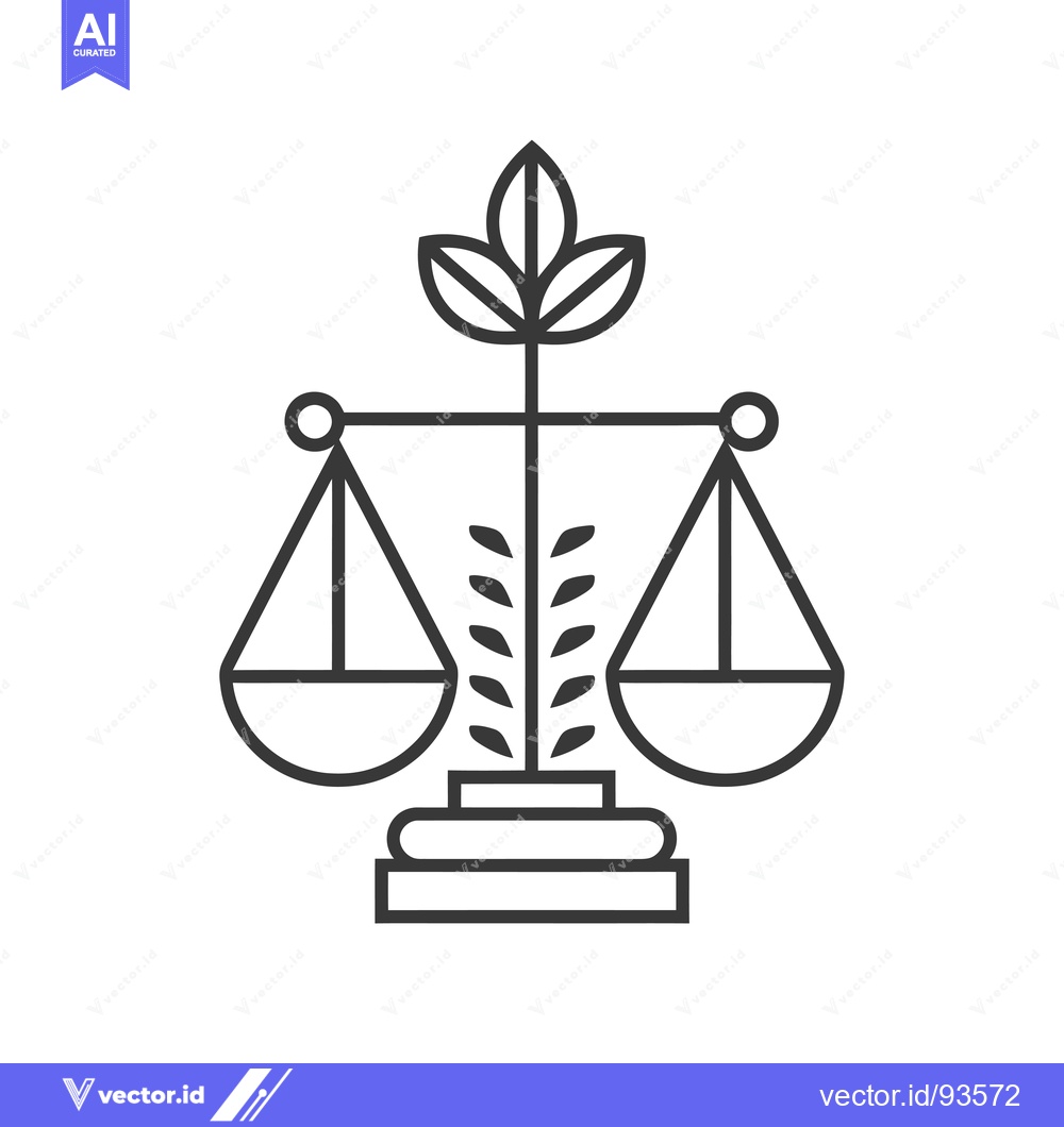 Premium Vector of Scales of Justice with a Plant Growing from the Center