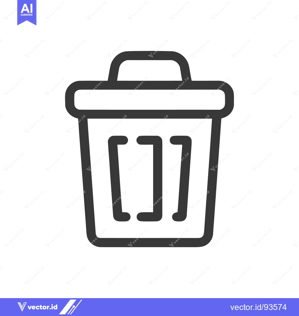 Premium Vector of Minimalist Trash Can Icon: Clean, Bold, and Modern Design