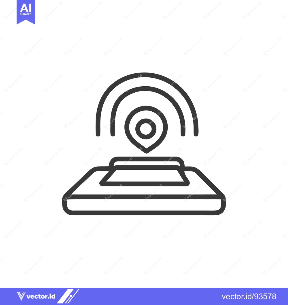 Premium Vector of Minimalist Location Pin Icon on Smartphone with Signal Waves