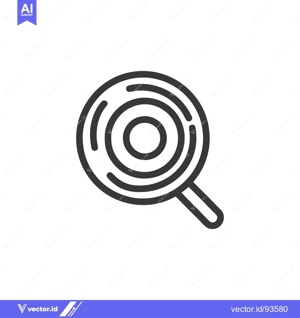 Premium Vector dari Minimalist Lollipop Icon: Circular Candy with Stick, Black Outline on