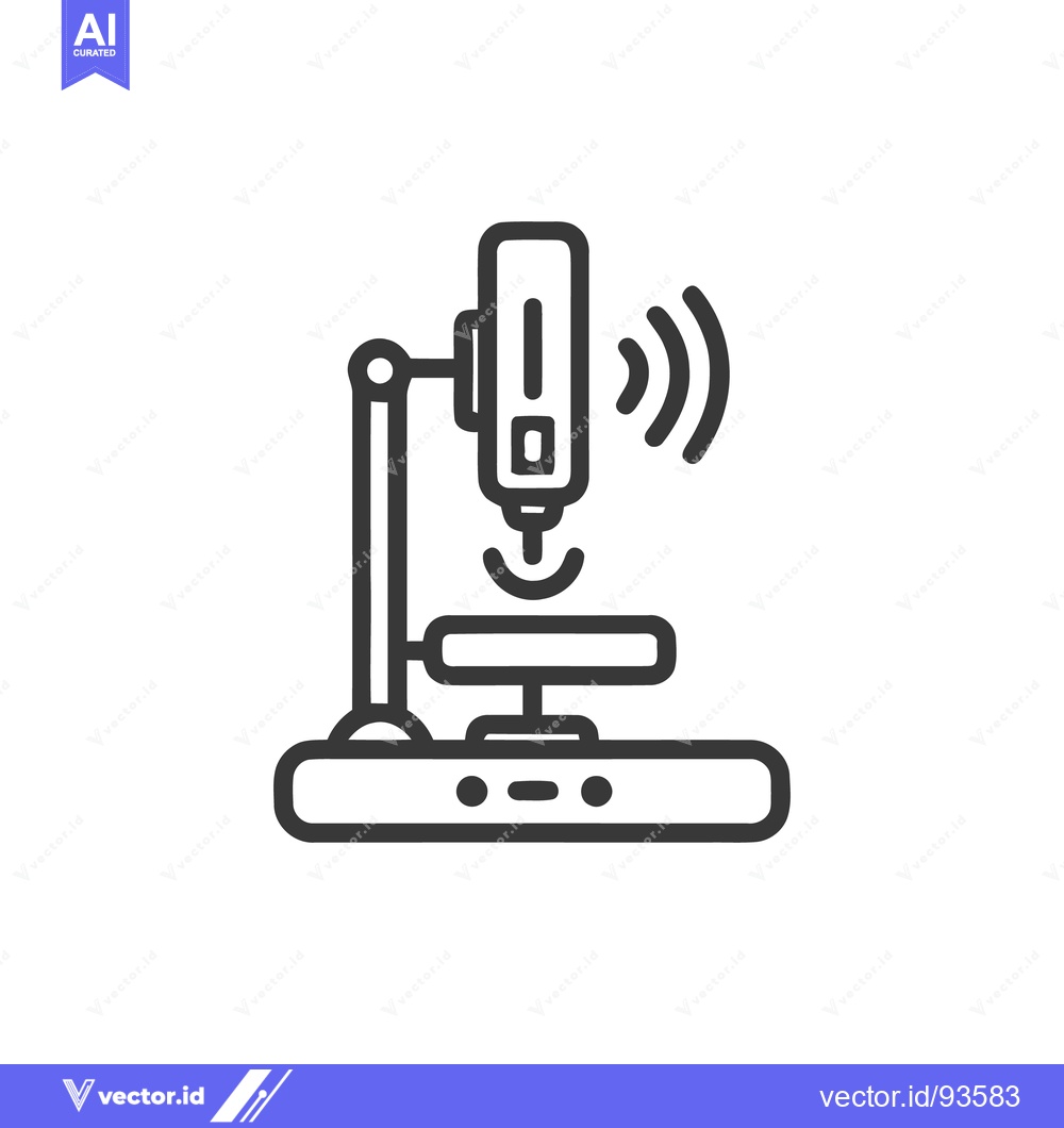 Premium Vector of Modern Line Art Icon of Wireless Microscope with Signal Waves