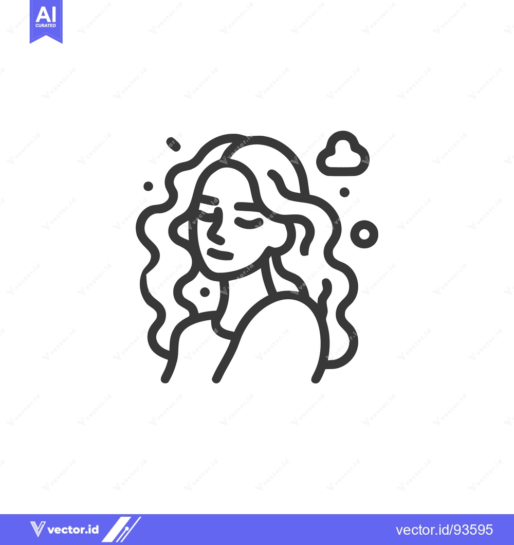 Premium Vector dari Minimalist Woman Portrait with Wavy Hair and Celestial Elements Line A