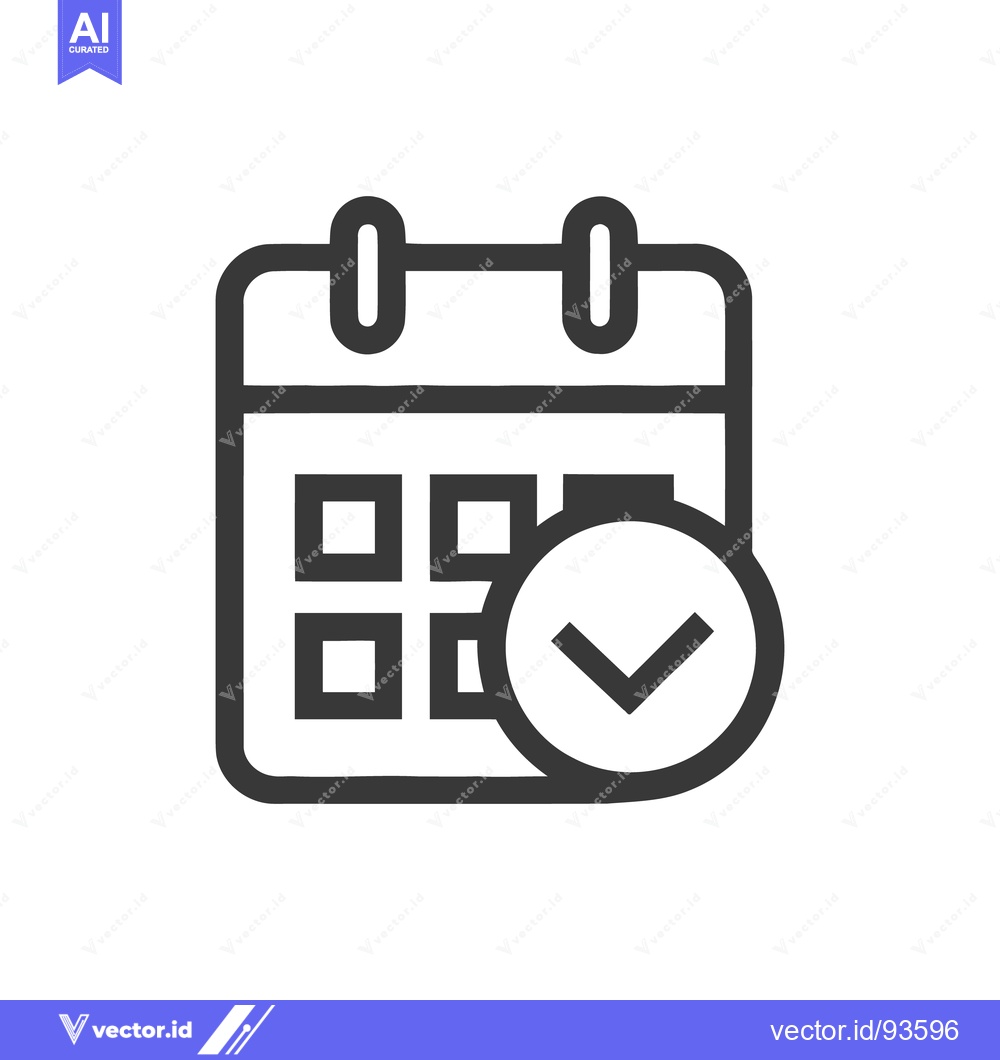 Premium Vector of Calendar Icon with Checkmark: Schedule Completed, Task Done, Appointme
