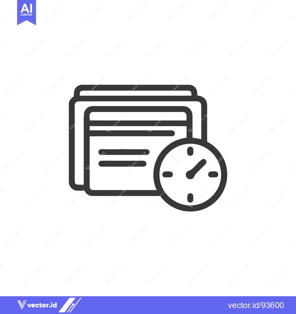 Premium Vector dari Deadline Icon: Stacked Documents with Clock Symbolizing Time Managemen