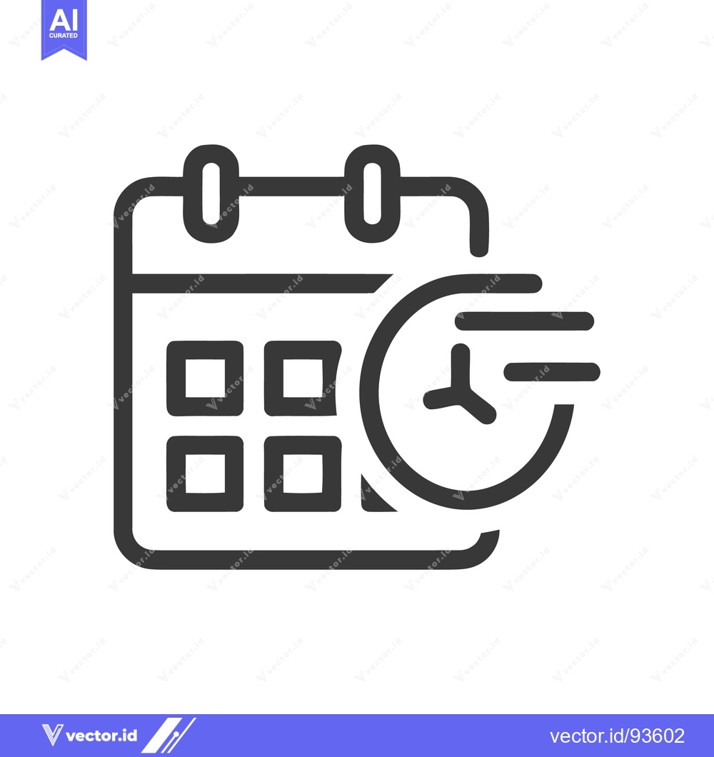Premium Vector dari Calendar with Clock Icon: Schedule and Time Management Symbol in Outli