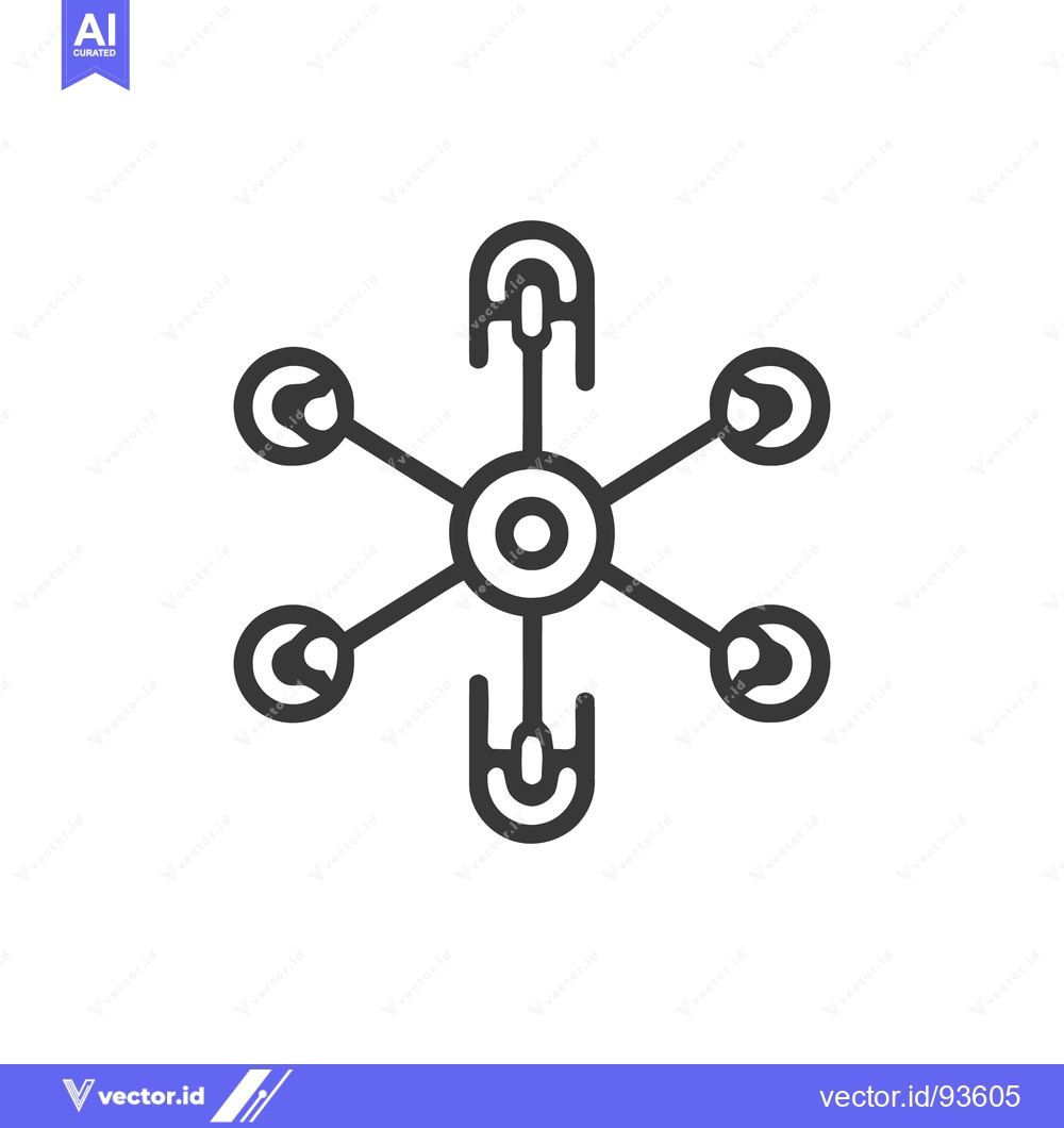 Premium Vector dari Minimalist Drone Icon: Hexagonal Design with Rounded Elements on White