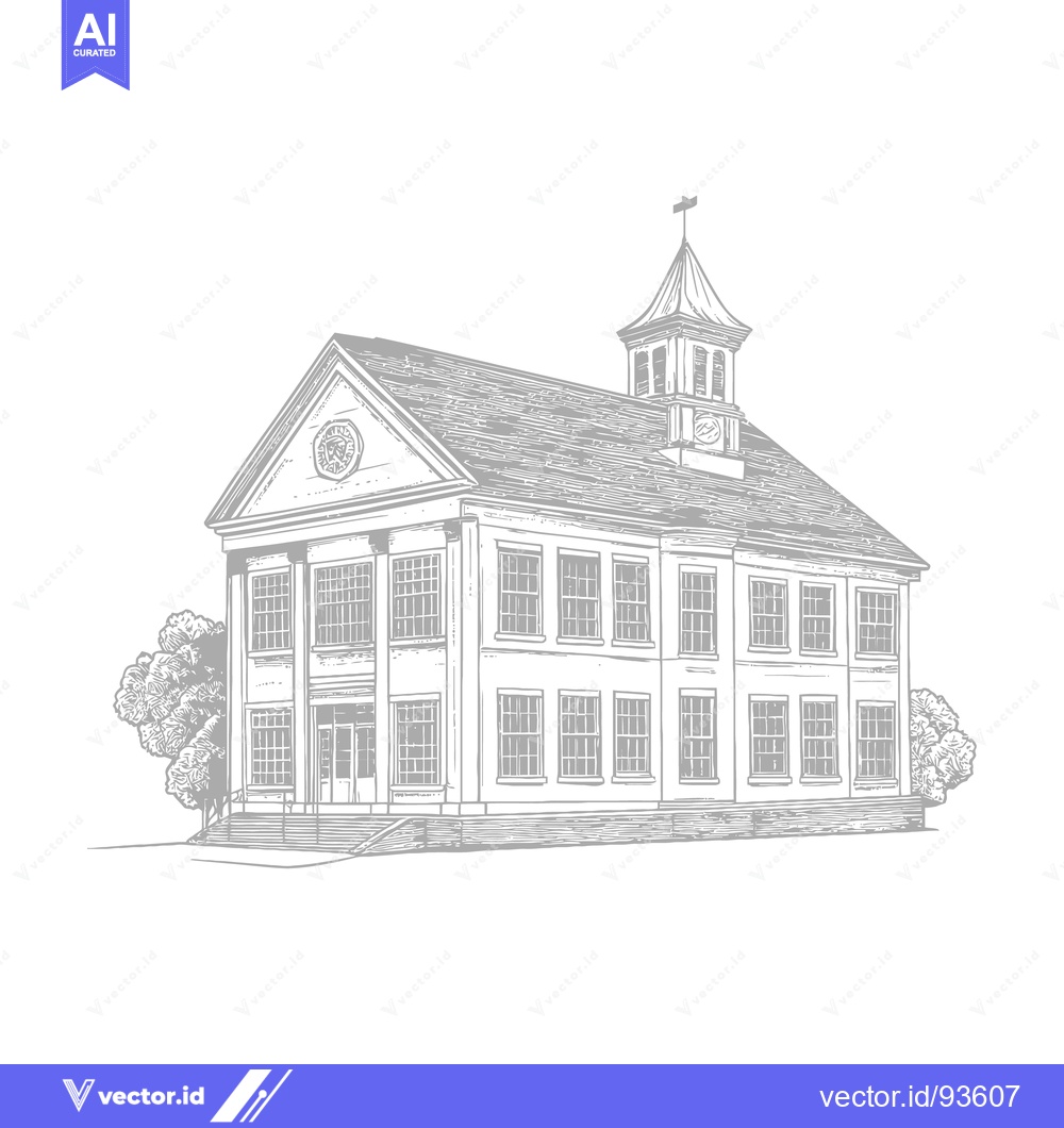 Premium Vector dari A detailed sketch of a stately building with a tower
