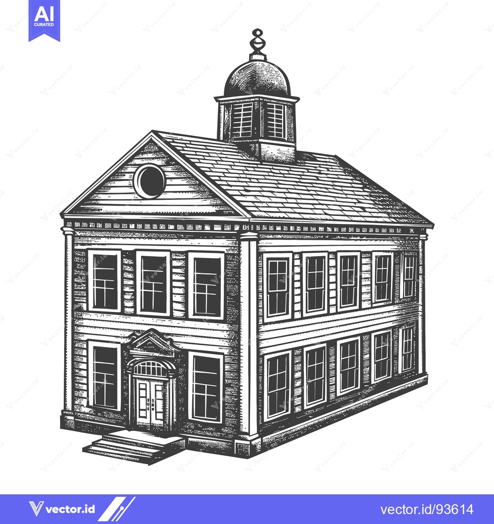 Premium Vector dari Detailed black and white illustration of a stately building design